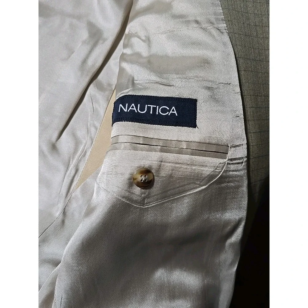 Nautica Tan Beige Plaid Men's WOOL SPORT COAT 42R blazer suit jacket